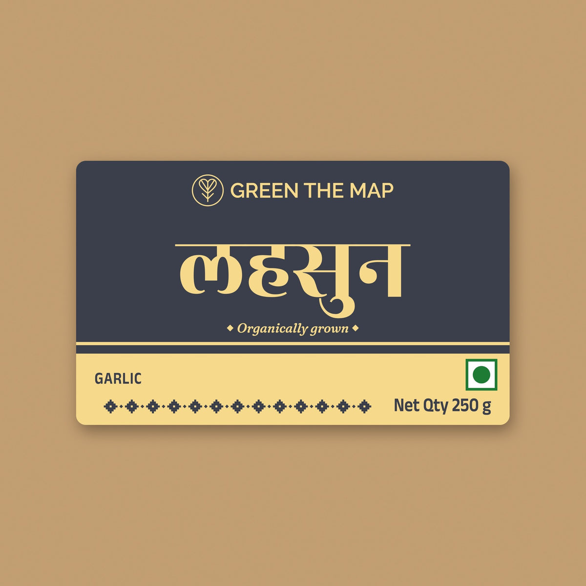 Garlic kraft pack label, लहसुन