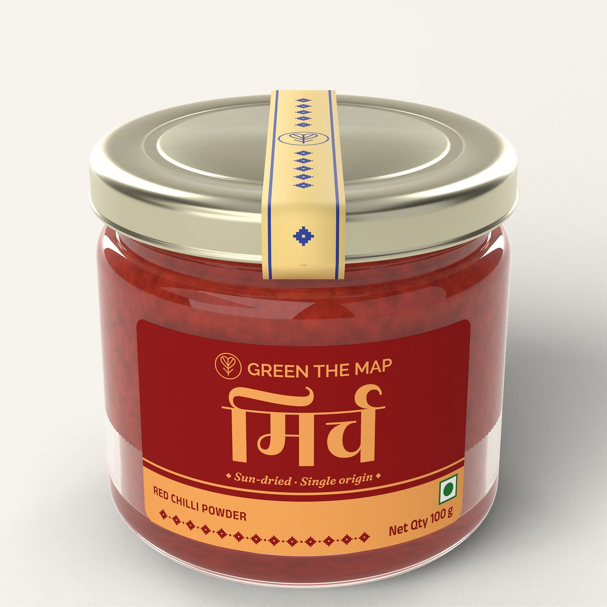 Red Chilli Powder, मिर्च, in a 100 g glass jar