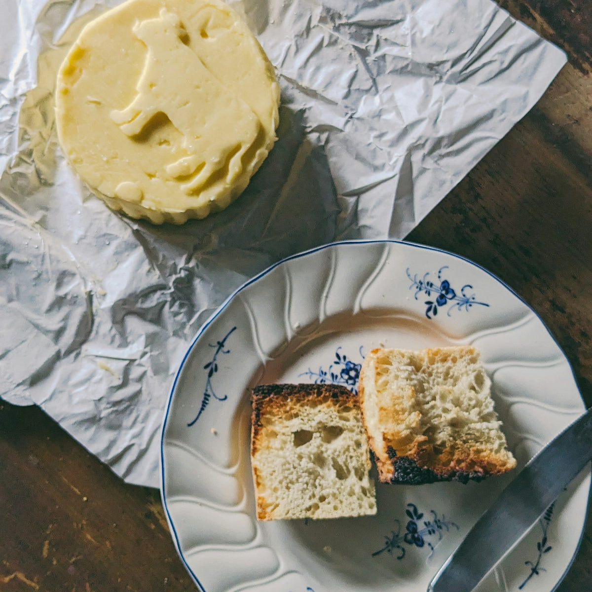 Homemade butter on paper